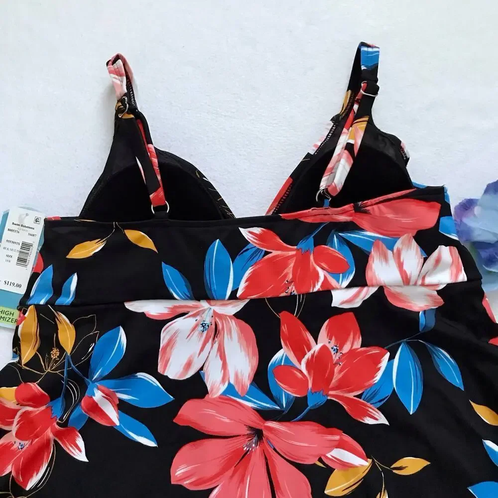 Swim Solutions NWT Tummy Control Flyaway Swimdress Women 18W - Picture 6 of 11